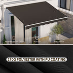 10' x 8' Retractable Electric Awning with Remote & Manual Control, UV Protection, Black