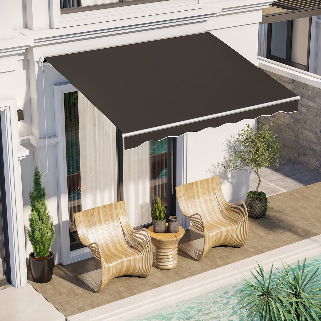 10' x 8' Retractable Electric Awning with Remote & Manual Control, UV Protection, Black