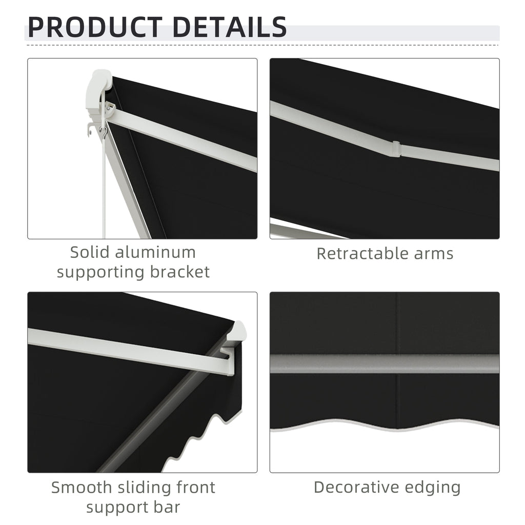 10' x 8' Retractable Electric Awning with Remote & Manual Control, UV Protection, Black