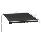 10' x 8' Retractable Electric Awning with Remote & Manual Control, UV Protection, Black