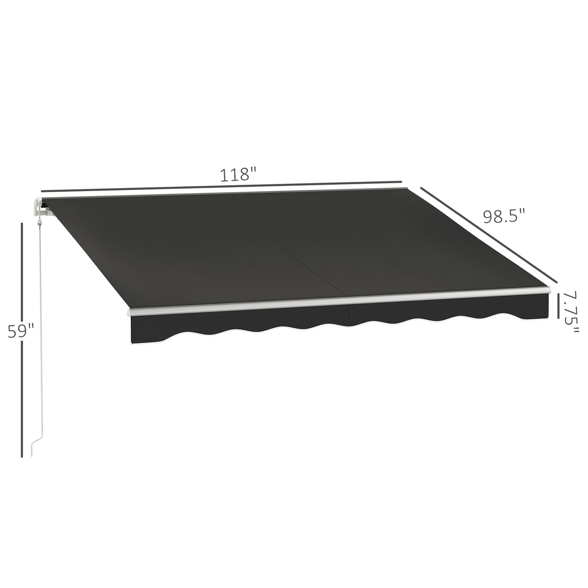 10' x 8' Retractable Electric Awning with Remote & Manual Control, UV Protection, Black