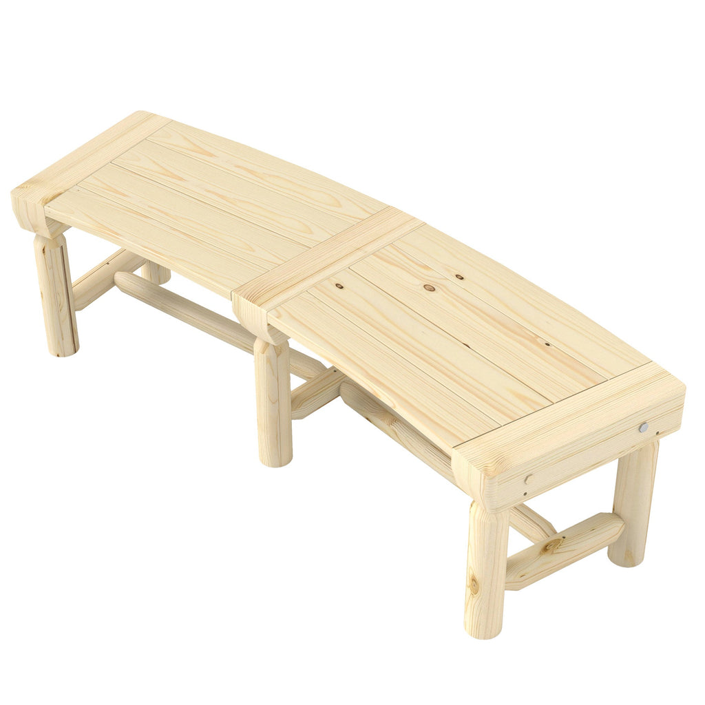 Semicircular Wooden Outdoor Bench, Wrap-Around Tree Seat for Yard, Patio, Natural