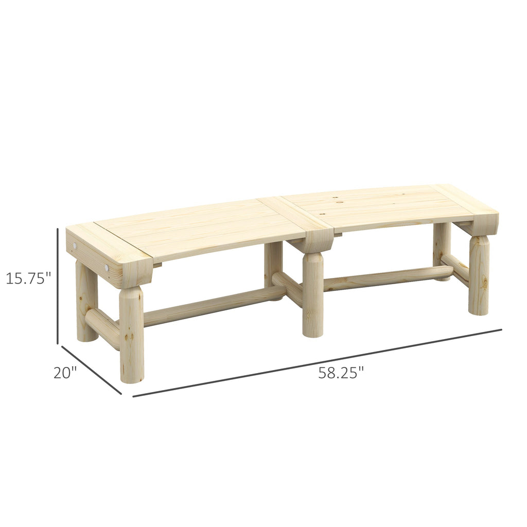 Semicircular Wooden Outdoor Bench, Wrap-Around Tree Seat for Yard, Patio, Natural