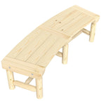 Semicircular Wooden Outdoor Bench, Wrap-Around Tree Seat for Yard, Patio, Natural