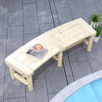 Semicircular Wooden Outdoor Bench, Wrap-Around Tree Seat for Yard, Patio, Natural
