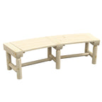 Semicircular Wooden Outdoor Bench, Wrap-Around Tree Seat for Yard, Patio, Natural