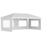 3 x 6m Garden Pop Up Gazebo, Height Adjustable Party Tent w/ Sidewalls & Storage Bag, White