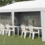 3 x 6m Garden Pop Up Gazebo, Height Adjustable Party Tent w/ Sidewalls & Storage Bag, White