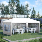 3 x 6m Garden Pop Up Gazebo, Height Adjustable Party Tent w/ Sidewalls & Storage Bag, White