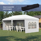 3 x 6m Garden Pop Up Gazebo, Height Adjustable Party Tent w/ Sidewalls & Storage Bag, White