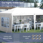 3 x 6m Garden Pop Up Gazebo, Height Adjustable Party Tent w/ Sidewalls & Storage Bag, White