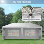 3 x 6m Garden Pop Up Gazebo, Height Adjustable Party Tent w/ Sidewalls & Storage Bag, White