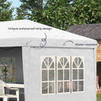 3 x 6m Garden Pop Up Gazebo, Height Adjustable Party Tent w/ Sidewalls & Storage Bag, White