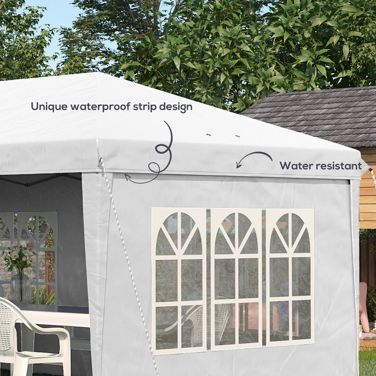 3 x 6m Garden Pop Up Gazebo, Height Adjustable Party Tent w/ Sidewalls & Storage Bag, White