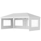 3 x 6m Garden Pop Up Gazebo, Height Adjustable Party Tent w/ Sidewalls & Storage Bag, White