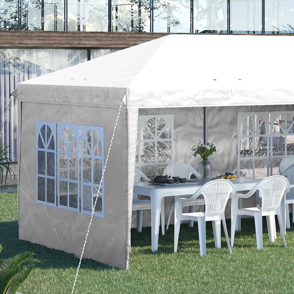 3 x 6m Garden Pop Up Gazebo, Height Adjustable Party Tent w/ Sidewalls & Storage Bag, White