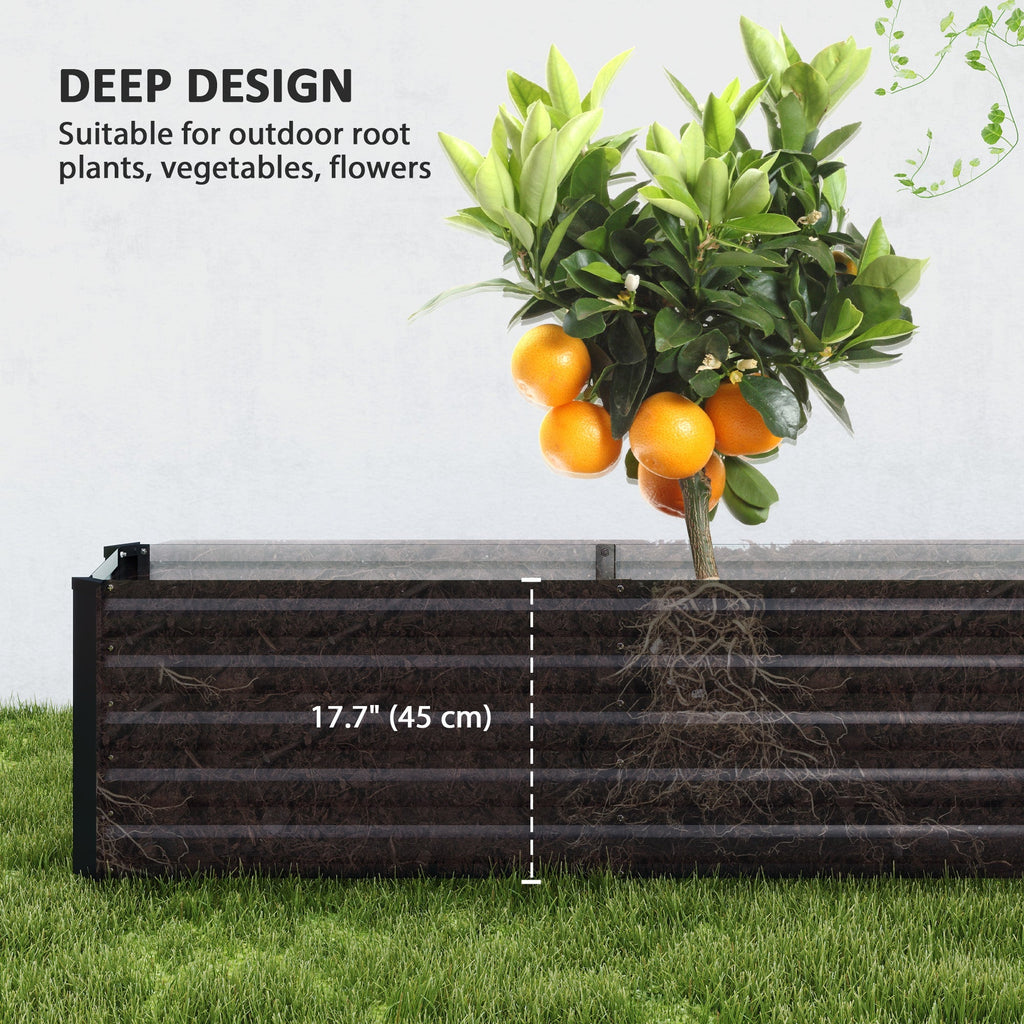8' x 1.3' x 1.5' Galvanized Raised Garden Bed with Open Bottom, Dark Grey