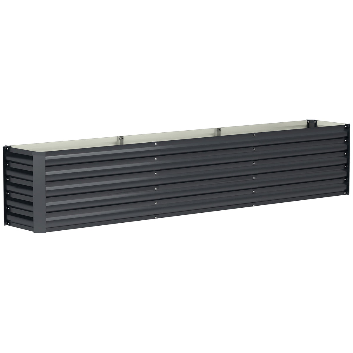 8' x 1.3' x 1.5' Galvanized Raised Garden Bed with Open Bottom, Dark Grey