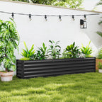 8' x 1.3' x 1.5' Galvanized Raised Garden Bed with Open Bottom, Dark Grey