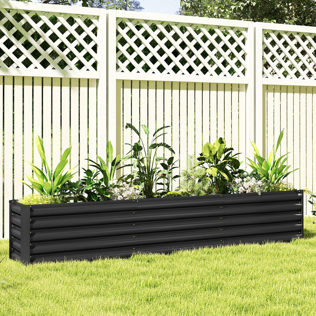 8' x 1.3' x 1.5' Galvanized Raised Garden Bed with Open Bottom, Dark Grey