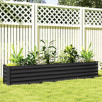 8' x 1.3' x 1.5' Galvanized Raised Garden Bed with Open Bottom, Dark Grey