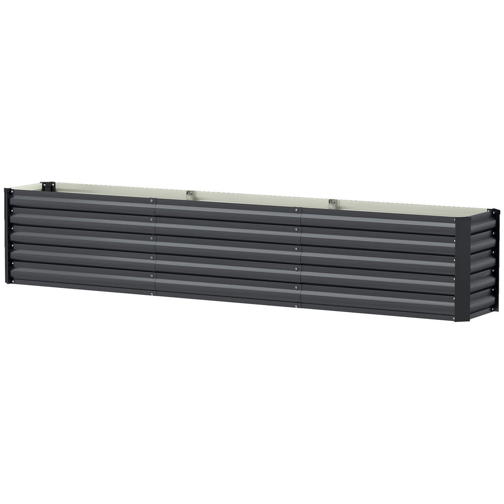 8' x 1.3' x 1.5' Galvanized Raised Garden Bed with Open Bottom, Dark Grey