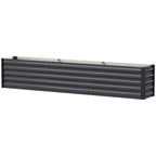 8' x 1.3' x 1.5' Galvanized Raised Garden Bed with Open Bottom, Dark Grey