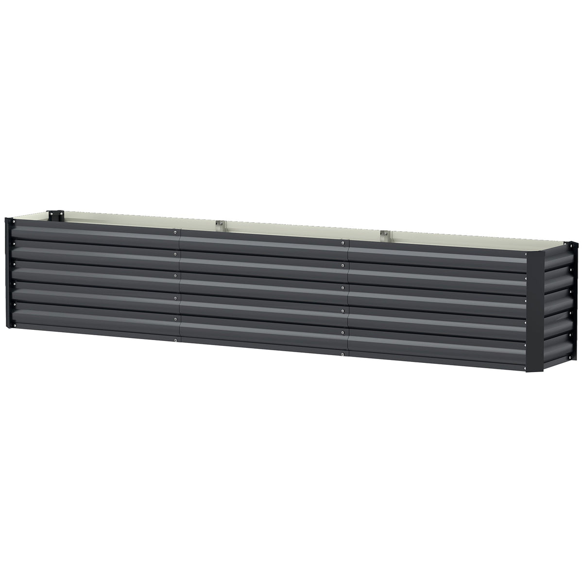 8' x 1.3' x 1.5' Galvanized Raised Garden Bed with Open Bottom, Dark Grey