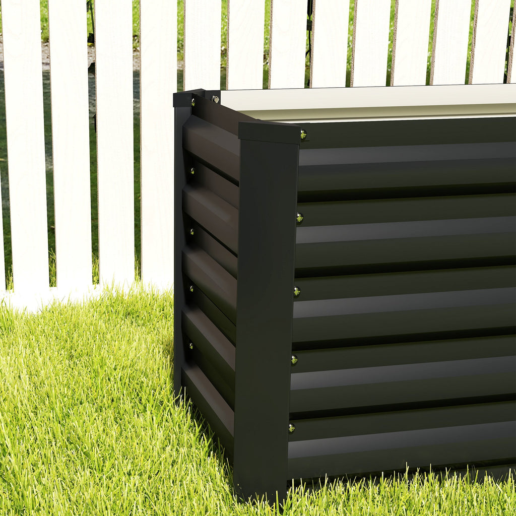 8' x 1.3' x 1.5' Galvanized Raised Garden Bed with Open Bottom, Dark Grey