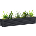 8' x 1.3' x 1.5' Galvanized Raised Garden Bed with Open Bottom, Dark Grey