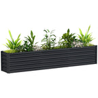 8' x 1.3' x 1.5' Galvanized Raised Garden Bed with Open Bottom, Dark Grey