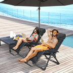 Reclining Zero Gravity Chair Set of 2, Folding Garden Chairs Set w/ Cushion, Black