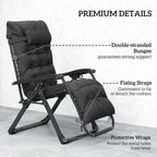 Reclining Zero Gravity Chair Set of 2, Folding Garden Chairs Set w/ Cushion, Black