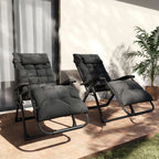 Reclining Zero Gravity Chair Set of 2, Folding Garden Chairs Set w/ Cushion, Black