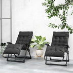 Reclining Zero Gravity Chair Set of 2, Folding Garden Chairs Set w/ Cushion, Black