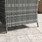 4 Seater Rattan Dining Set w/ Parasol, Seat & Back Cushions, Round Glass Tabletop, Mixed Grey