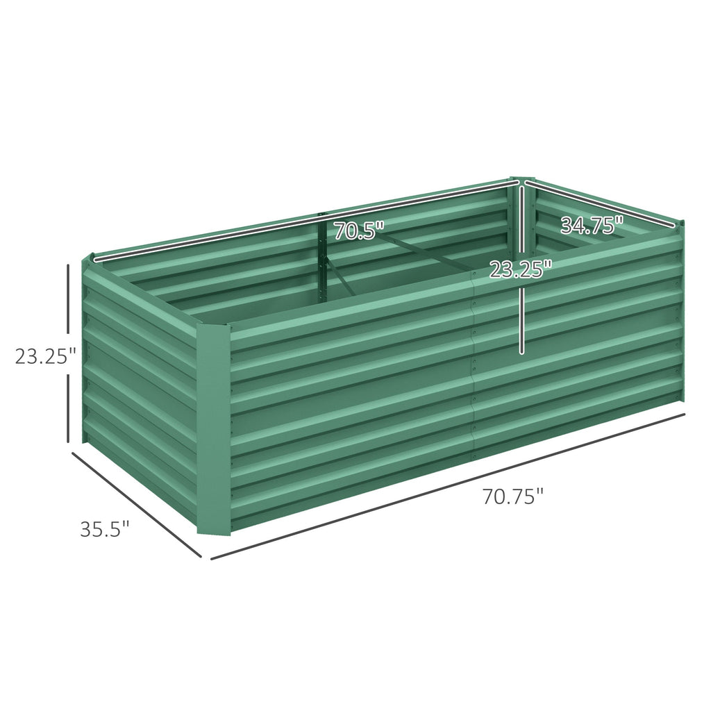 Galvanized Raised Garden Bed Kit with Reinforcing Bars, Large and Tall Metal Planter Box for Vegetables, Flowers and Herbs, 6' x 3' x 2', Light Green