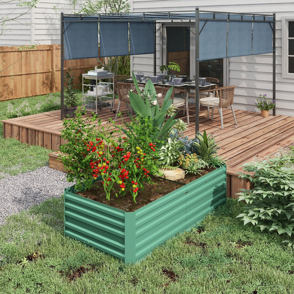 Galvanized Raised Garden Bed Kit with Reinforcing Bars, Large and Tall Metal Planter Box for Vegetables, Flowers and Herbs, 6' x 3' x 2', Light Green