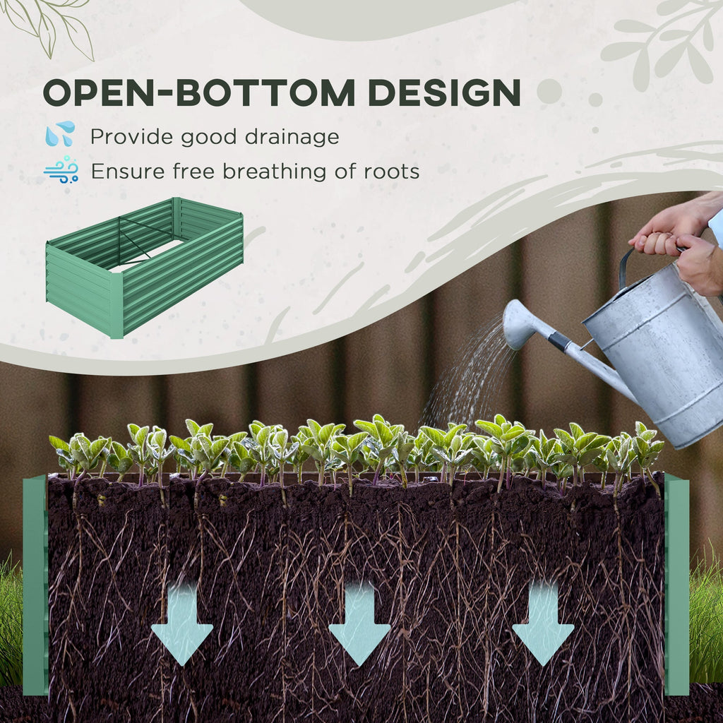 Galvanized Raised Garden Bed Kit with Reinforcing Bars, Large and Tall Metal Planter Box for Vegetables, Flowers and Herbs, 6' x 3' x 2', Light Green