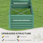 Galvanized Raised Garden Bed Kit with Reinforcing Bars, Large and Tall Metal Planter Box for Vegetables, Flowers and Herbs, 6' x 3' x 2', Light Green
