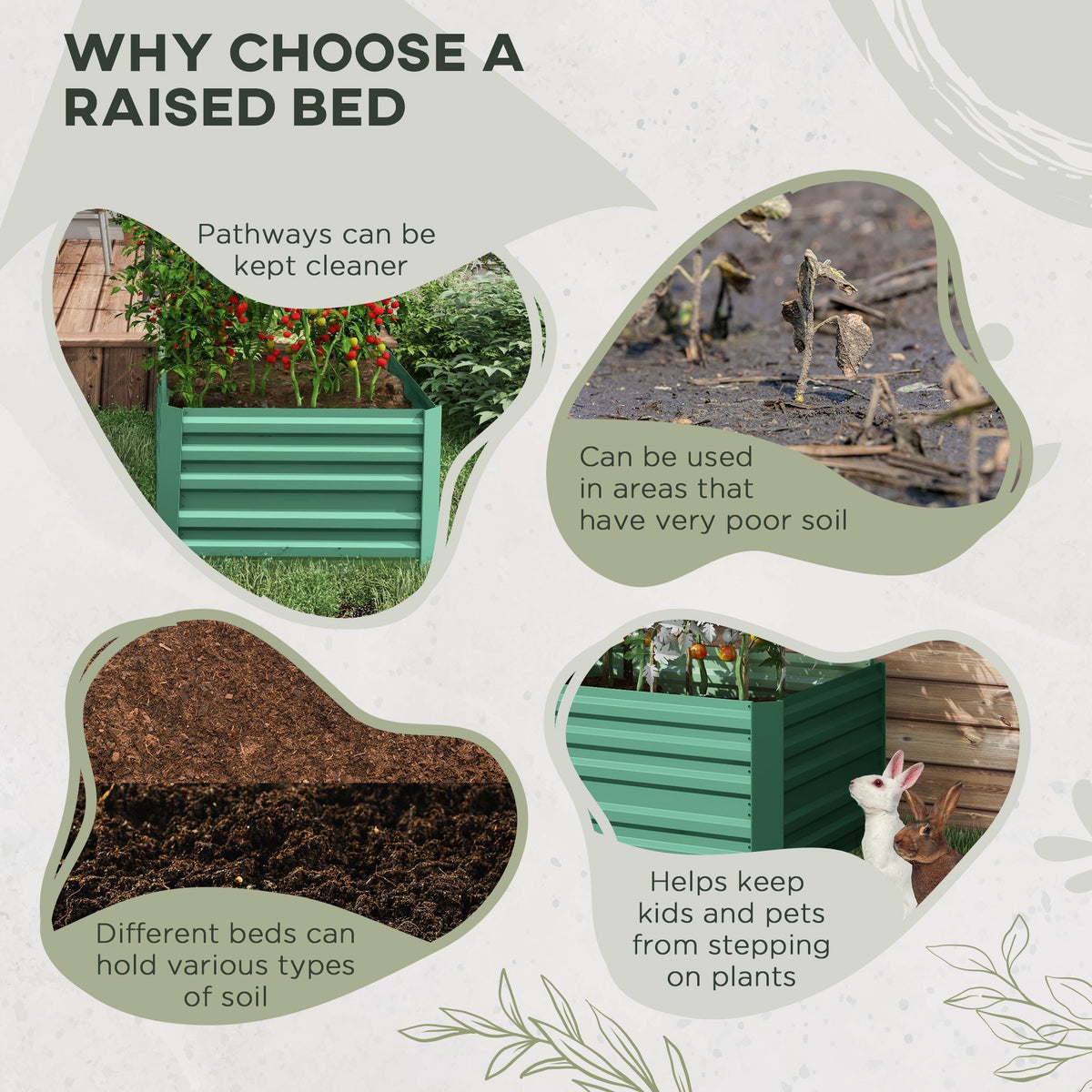 Galvanized Raised Garden Bed Kit with Reinforcing Bars, Large and Tall Metal Planter Box for Vegetables, Flowers and Herbs, 6' x 3' x 2', Light Green