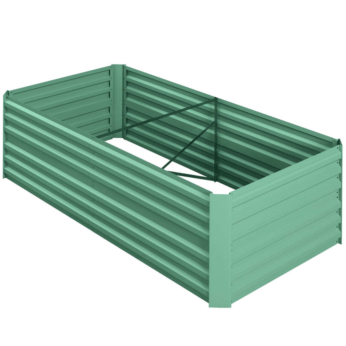 Galvanized Raised Garden Bed Kit with Reinforcing Bars, Large and Tall Metal Planter Box for Vegetables, Flowers and Herbs, 6' x 3' x 2', Light Green