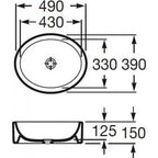 Fuego Over Countertop 490mm Basin 0 Tap Holes