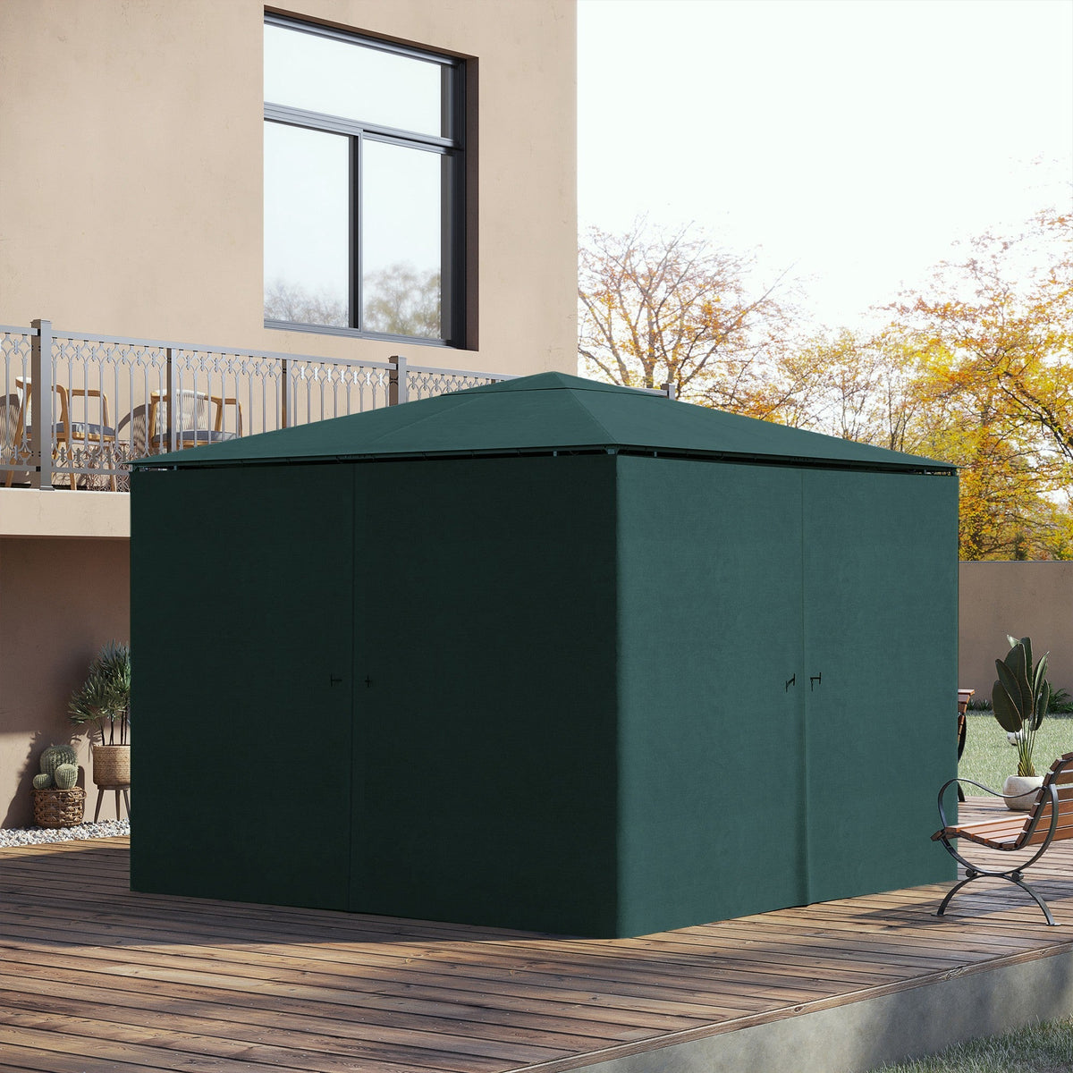 10' x 10' Universal Gazebo Sidewall Set (4 Panels) with Hooks, Slate Grey