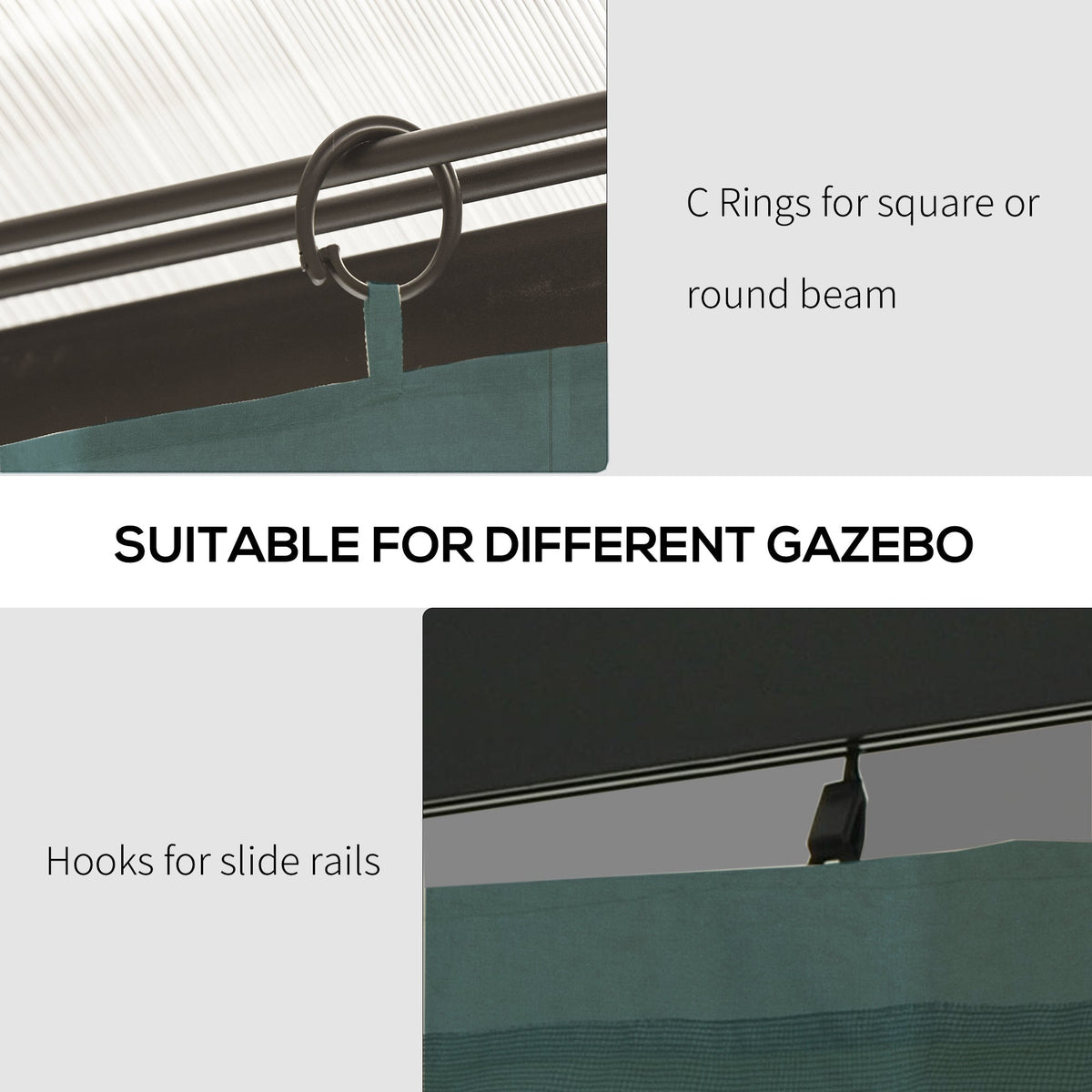 10' x 10' Universal Gazebo Sidewall Set (4 Panels) with Hooks, Slate Grey