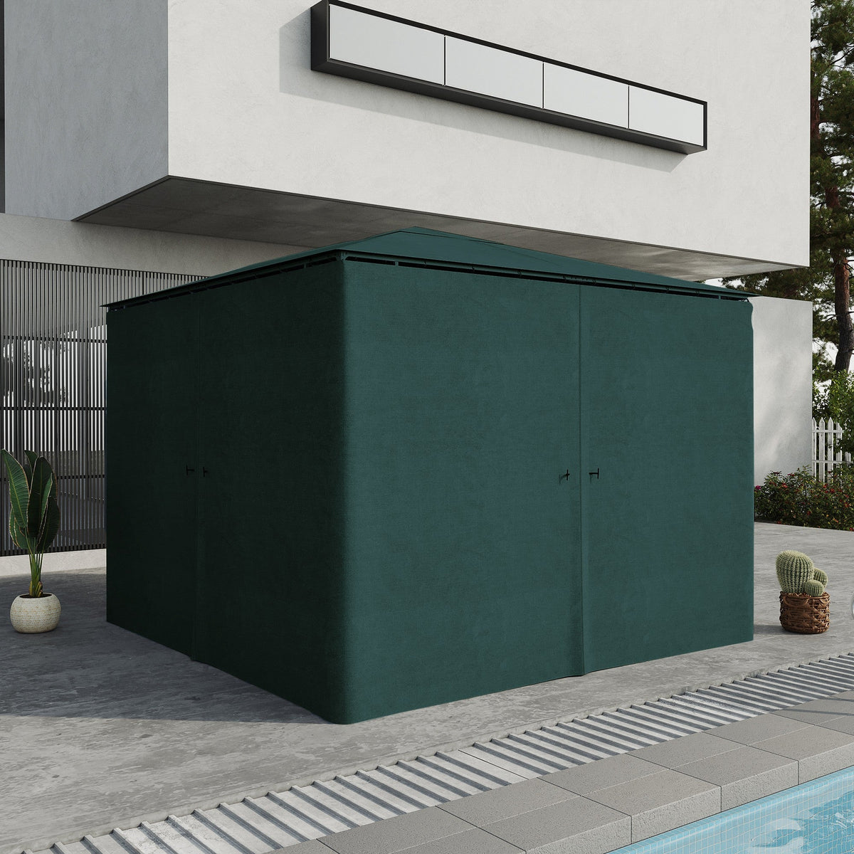 10' x 10' Universal Gazebo Sidewall Set (4 Panels) with Hooks, Slate Grey