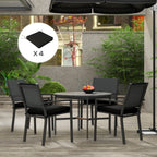 4 Piece Outdoor Seat Cushions with Ties, Water Repellent Chairs Seat Pads, Black