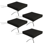 4 Piece Outdoor Seat Cushions with Ties, Water Repellent Chairs Seat Pads, Black