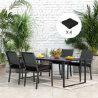4 Piece Outdoor Seat Cushions with Ties, Water Repellent Chairs Seat Pads, Black