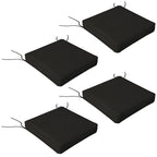 4 Piece Outdoor Seat Cushions with Ties, Water Repellent Chairs Seat Pads, Black